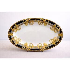 Imperial Bone China Greek Key Versace-Style Oval Serving Platter 12” Replacement